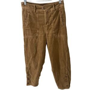 WRAP London Women's Tapered Trousers Corduroy Cotton Linen Brown Boho, Size 4